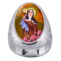 St Clare of Assisi Charm Gem Sterling Ring