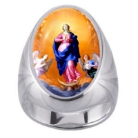 Immaculate Conception Charm Gem Sterling Ring