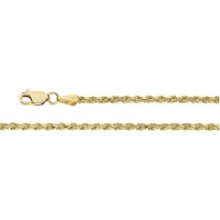 D-Cut Rope Chain 2.5mm x 20 inch, 14KY, Lobster Claw