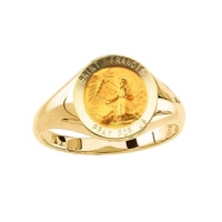 St. Francis Ring. 14k gold, 12 mm round top