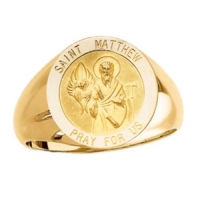 St. Matthew Ring. 14k gold, 18 mm round top
