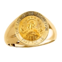 Lady of the Assumption Ring. 14k gold, 18 mm round top