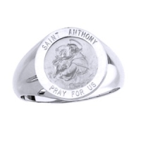 St. Anthony Sterling Silver Ring, 15mm top