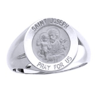 St. Joseph Sterling Silver Ring, 18 mm round top