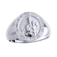 Holy Scapular Sterling Silver Ring, 15mm top