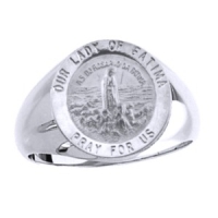 Our Lady of Fatima Sterling Silver Ring, 18 mm round top