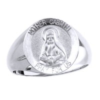 Mother Cabrini Sterling Silver Ring, 18 mm round top