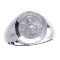 St. Barbara Sterling Silver Ring, 18 mm round top