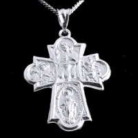 Sterling Silver Holy Spirit Four Way Cruciform & 24" Chain.