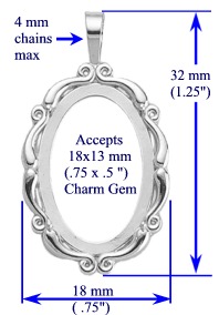Scroll Pendant, 18x13mm in sterling silver