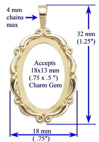 Scroll Pendant, 18x13mm in 14k gold