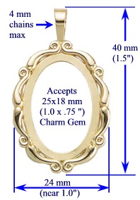 Scroll Pendant, 25x18mm in 14k gold