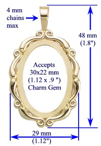 Scroll Pendant, 30x22mm in 14k gold