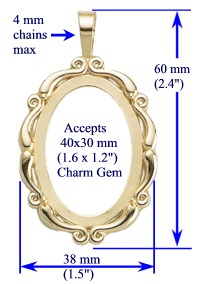 Scroll Pendant, 40x30mm in 14k gold