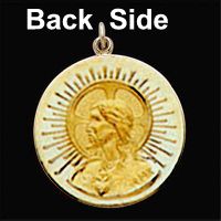 Matka Boska Medal, 18 mm, 14K Yellow Gold - Click Image to Close