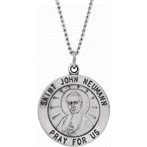 St. John Neumann Medal, 18.5 mm, Sterling Silver - Click Image to Close