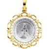Miraculous Medal, 25 x 21 mm, 14K White & Yellow Gold