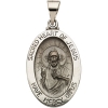Hollow Sacred Heart of Jesus Medal, 23.25 x 16 mm, 14K White Gol