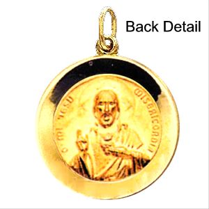 Scapular Medal, 18 mm, 14K Yellow Gold - Click Image to Close