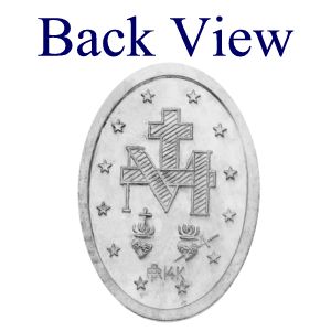 Miraculous Medal, 15 X 11 mm, 14K White Gold - Click Image to Close