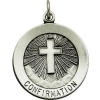 Confirmation Medal with Cross, 22 mm, Sterling Silver