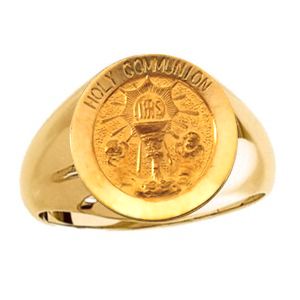 Holy Communion Ring. 14k gold, 18 mm round top - Click Image to Close
