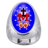 Virgin Mary's "M" & Cross Side Charm Gem Sterling Ring