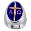 Alpha Omega Holy Spirit Crucifix Charm Gem Sterling Ring