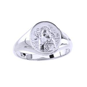 Lady of Perpetual Help Sterling Silver 6.5 Ring, 11 mm round top - Click Image to Close