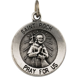 St. Roch Medal, 14.75 mm, Sterling Silver - Click Image to Close
