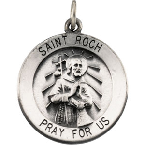 St. Roch Medal, 18.5 mm, Sterling Silver - Click Image to Close