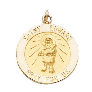 St. Edward Medal, 18 mm, 14K Yellow Gold - Click Image to Close