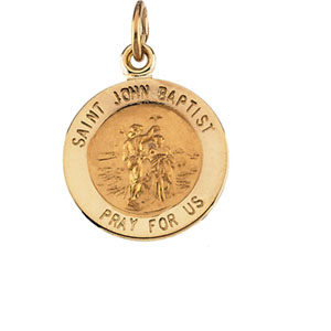 St. John The Baptist Medal, 12 mm, 14K Yellow Gold - Click Image to Close