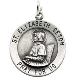 St. Elizabeth Seton Medal, 18.5 mm, Sterling Silver - Click Image to Close