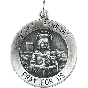 St. Barbara Medal, 18.25 mm, Sterling Silver - Click Image to Close