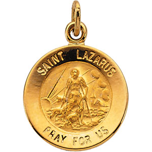 St. Lazarus Medal, 15 mm, 14K Yellow Gold - Click Image to Close