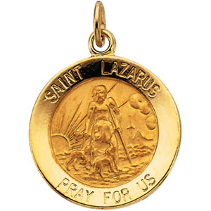 St. Lazarus Medal, 18 mm, 14K Yellow Gold - Click Image to Close