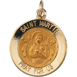 St. Martin De Porres Medal, 22 mm, 14K Yellow Gold - Click Image to Close