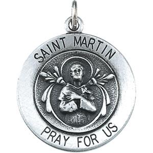 St. Martin Medal, 18.25 mm, Sterling Silver - Click Image to Close