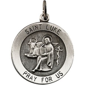 St. Luke Medal, 15 mm, Sterling Silver - Click Image to Close