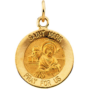St. Mark Medal, 12 mm, 14K Yellow Gold - Click Image to Close