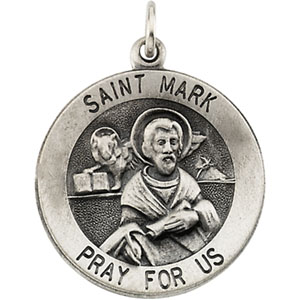 St. Mark Medal, 18.25 mm, Sterling Silver - Click Image to Close