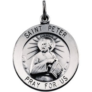 St. Peter Medal, 15 mm, Sterling Silver - Click Image to Close