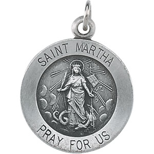 St. Martha Medal, 14.75 mm, Sterling Silver - Click Image to Close