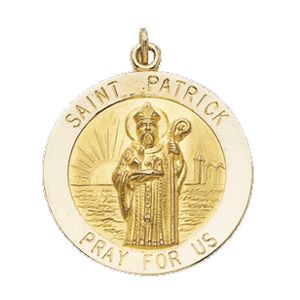 St. Patrick Medal, 22 mm, 14K Yellow Gold - Click Image to Close