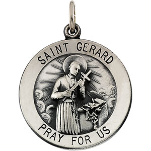 St. Gerard Medal, 18 mm, Sterling Silver - Click Image to Close