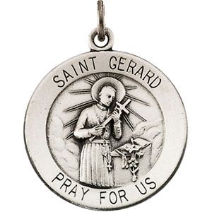 St. Gerard Medal, 22 mm, Sterling Silver - Click Image to Close
