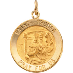 St. Thomas Medal, 18 mm, 14K Yellow Gold - Click Image to Close