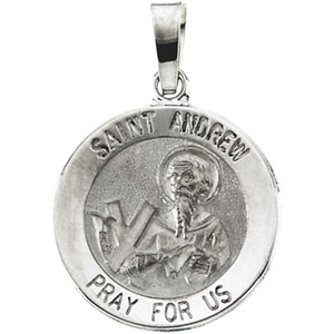 St. Andrew Medal, 15 mm, 14K White Gold - Click Image to Close