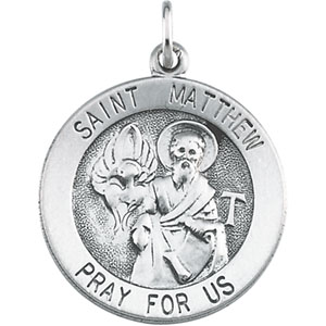 St. Matthew Medal, 15 mm, Sterling Silver - Click Image to Close